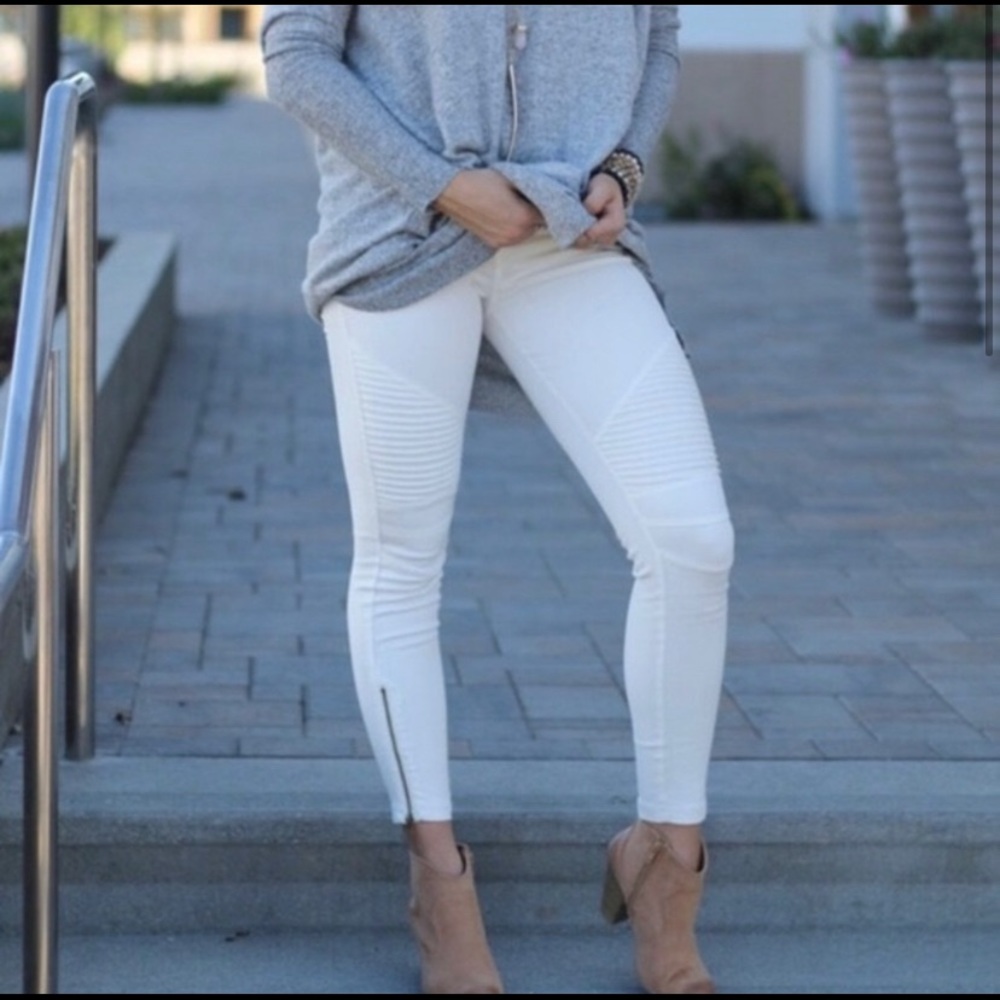 Beulah white Moto pants